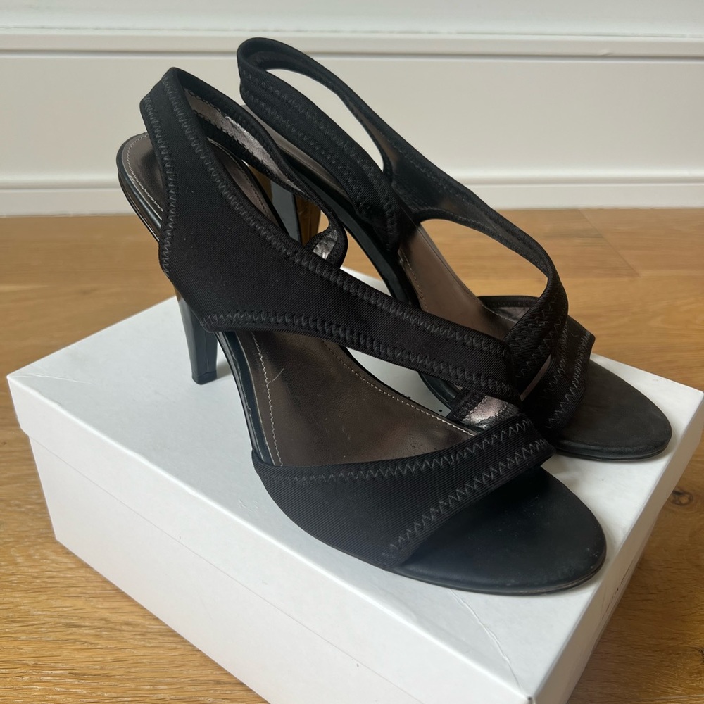 Calvin Klein Black Slingback Open-Toe Heels